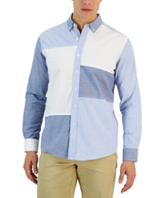 Club Room Men's Long Sleeve Oxford Shirt, Blue - Large