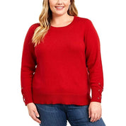 Michael Kors Women's Plus Size Ribbed Trim Sweater with Lace-Up Sleeves - Size 3X