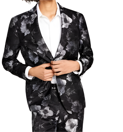 INC International Concepts Men's Floral Slim Fit Jacquard Suit Jacket - Small