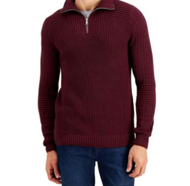 INC International Concepts Men's Quarter-Zip Sweater Red 2XL