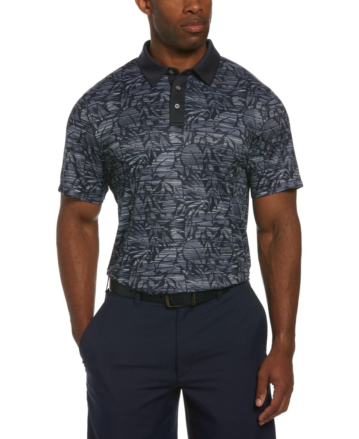 PGA Tour Men's Athletic Fit Golf Polo Shirt, Blue - Small