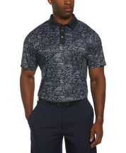 PGA Tour Men's Athletic Fit Golf Polo Shirt, Blue - Small