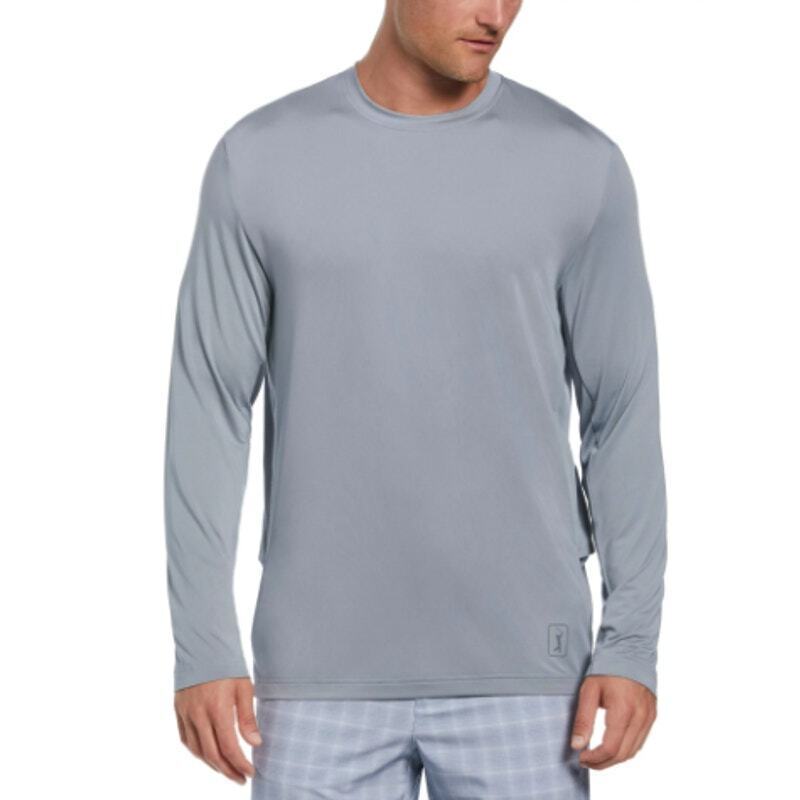 PGA Tour Men's Mixed Media Sun Protection Golf Shirt Gray Large