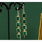 2-Pair Bundle – Vintage Boho Dangle Earrings – Silver Pearl & 14K Gold Green Zircon