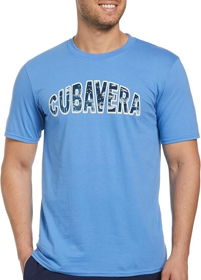 Cubavera Men's Havana Print T-Shirt, Blue - XL