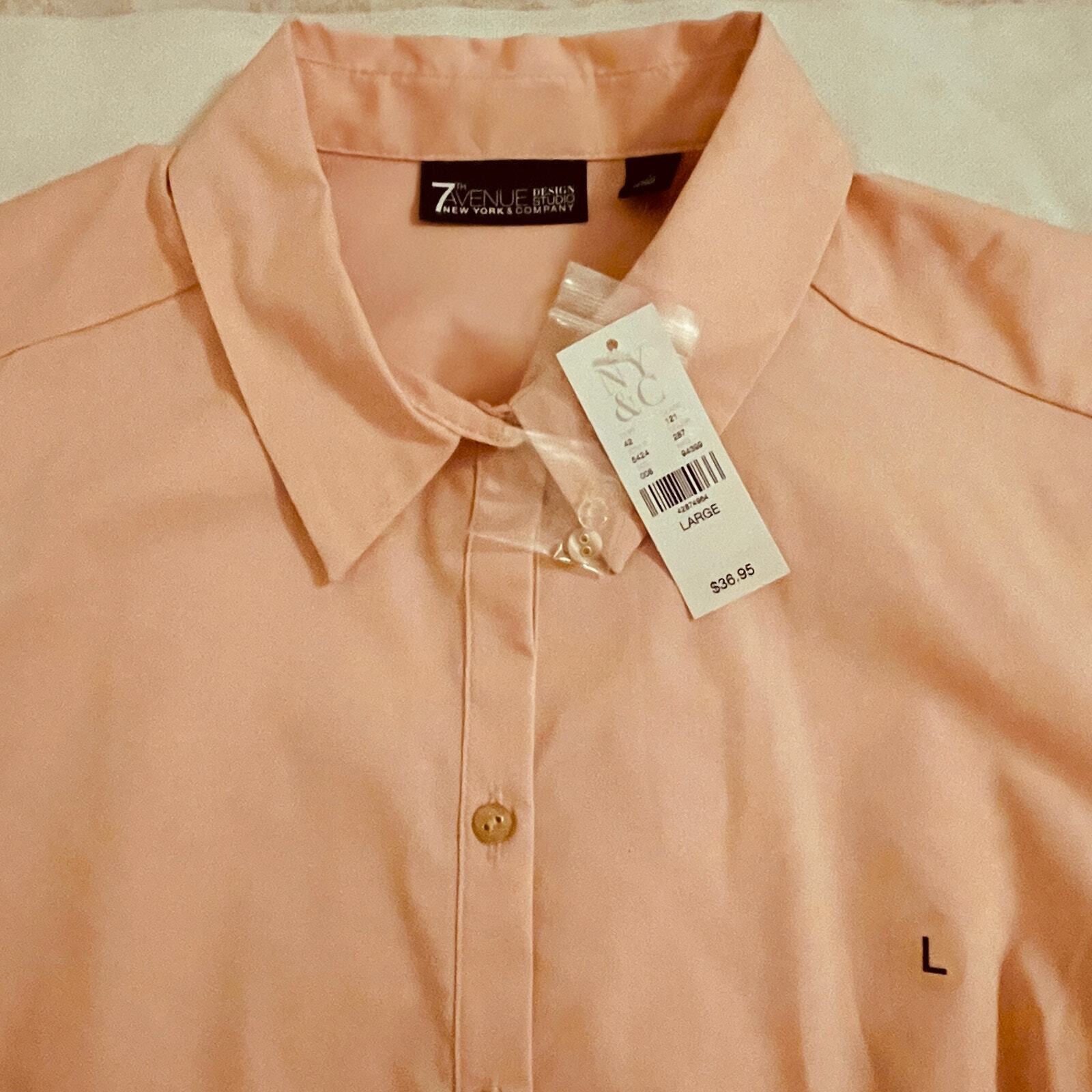 New York & Co. Women's Fitted Button-Down Top, Short Sleeve - Size Large
