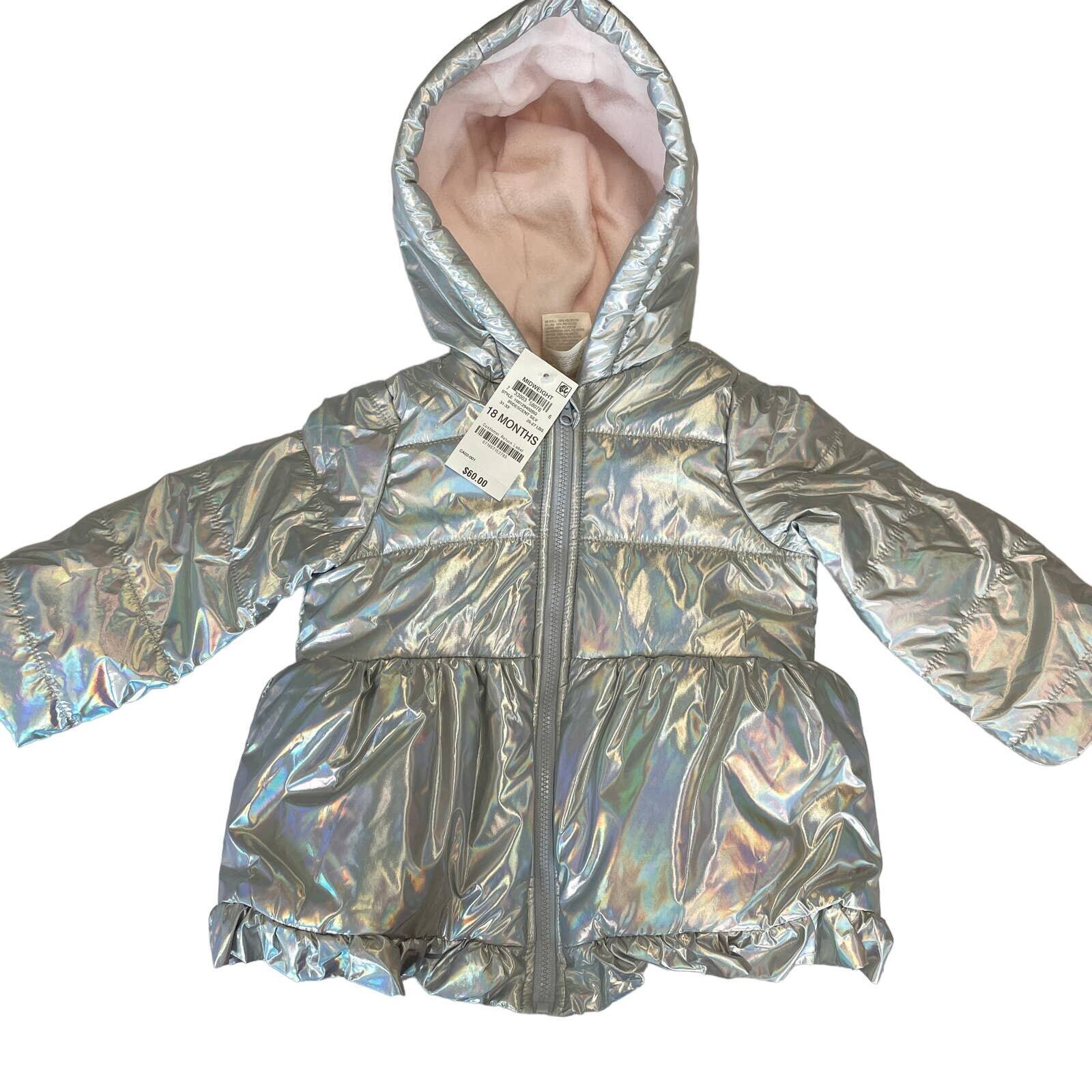 First Impressions Baby Girls' Iridescent Platinum Parka Coat with Hood, Size 18 Months