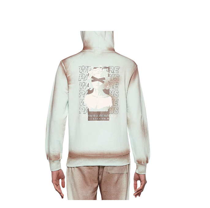 Eleven Paris Men's Pullover Cozy Hoodie Spray-Painted Design Edgy