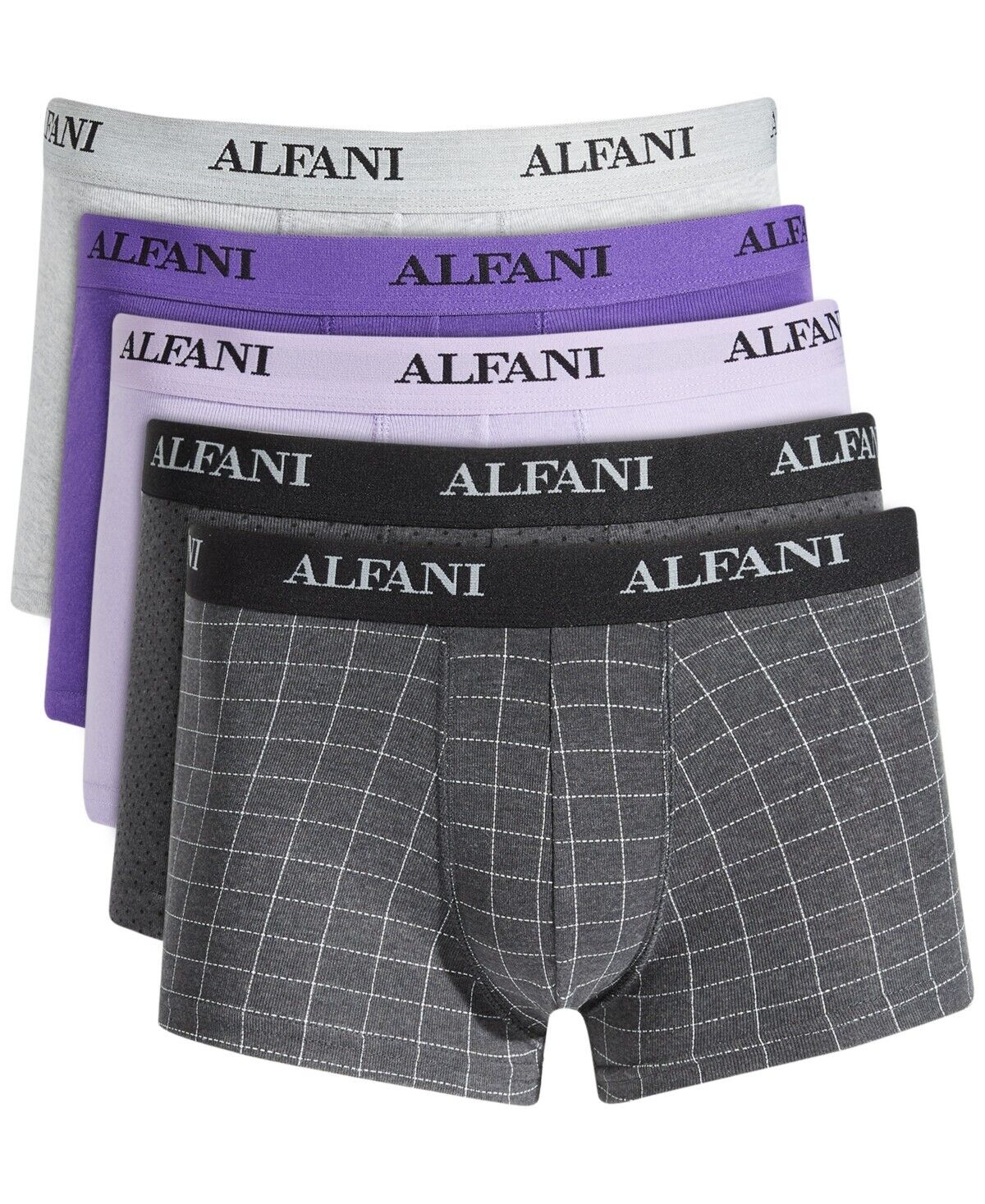 Alfani Mens Gray 5PK Moisture Wicking Underwear Trunks
