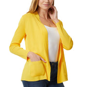 Jones New York Women's Open-Front Cardigan Sweater with Rib Placket - Size Large