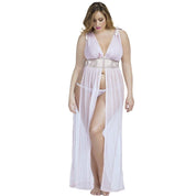 Long Chiffon Lingerie Gown With Cowl Band and Open Sides Size 1X/2X