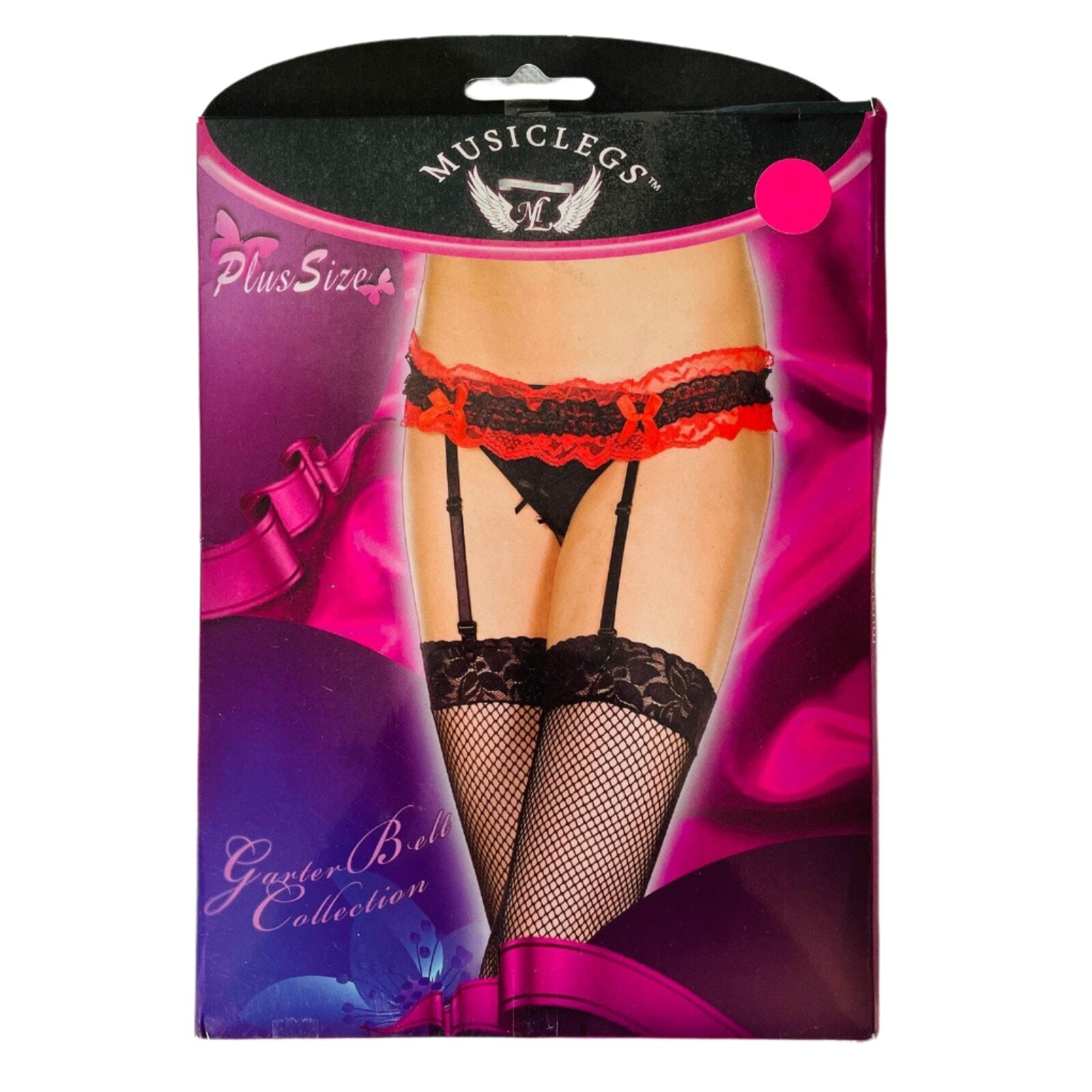 Music Legs Women's Two Tone Lace Garterbelt with Thong, One Size