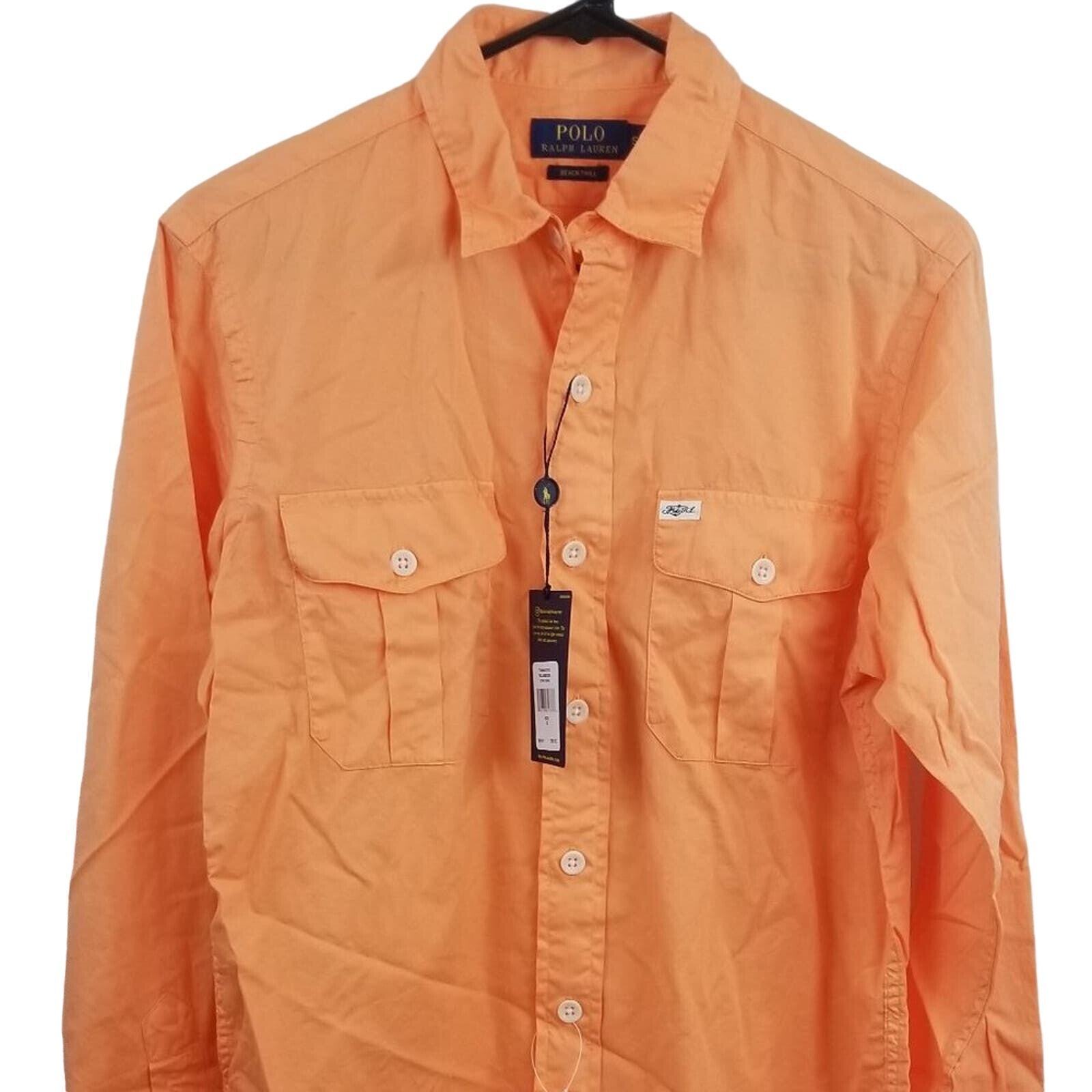 Ralph Lauren Mens Polo  Beach Button Down Shirt Orange Small