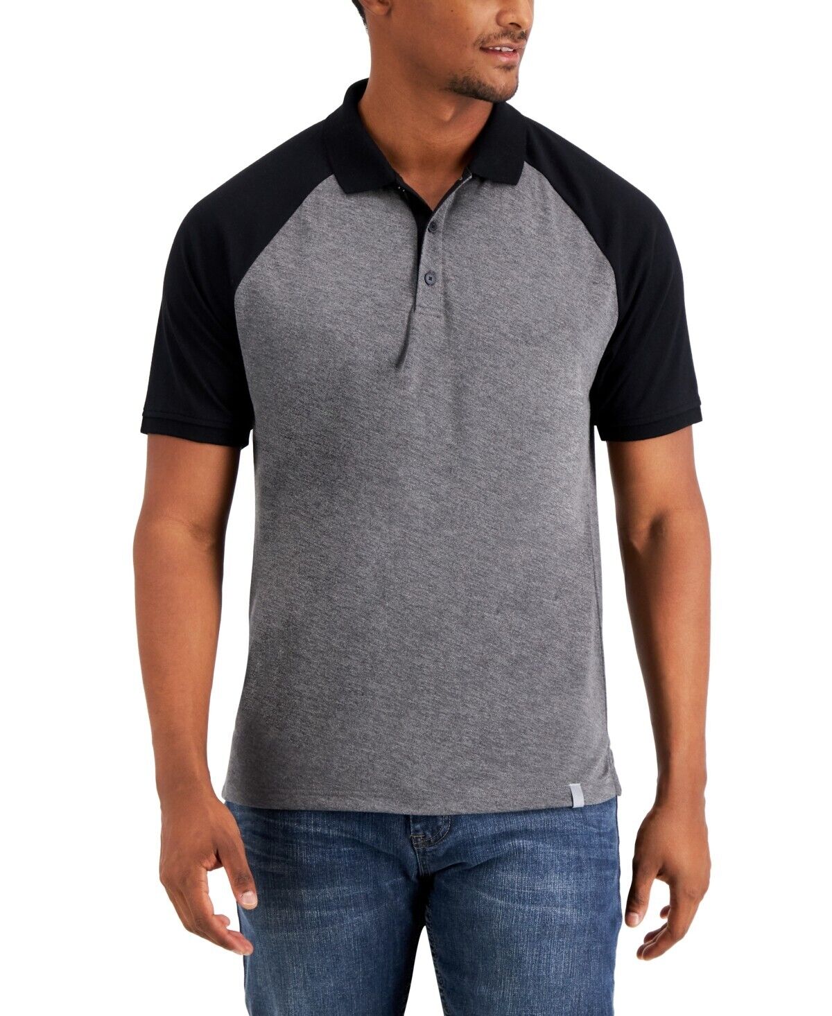 Alfani Men's AlfaTech Colorblock Short Sleeve Polo Shirt, Gray - XL