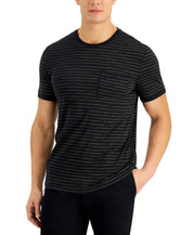 Alfani Men's Dotted Stripe Pocket T-Shirt Recycled Fibers, Black - Size 2XL