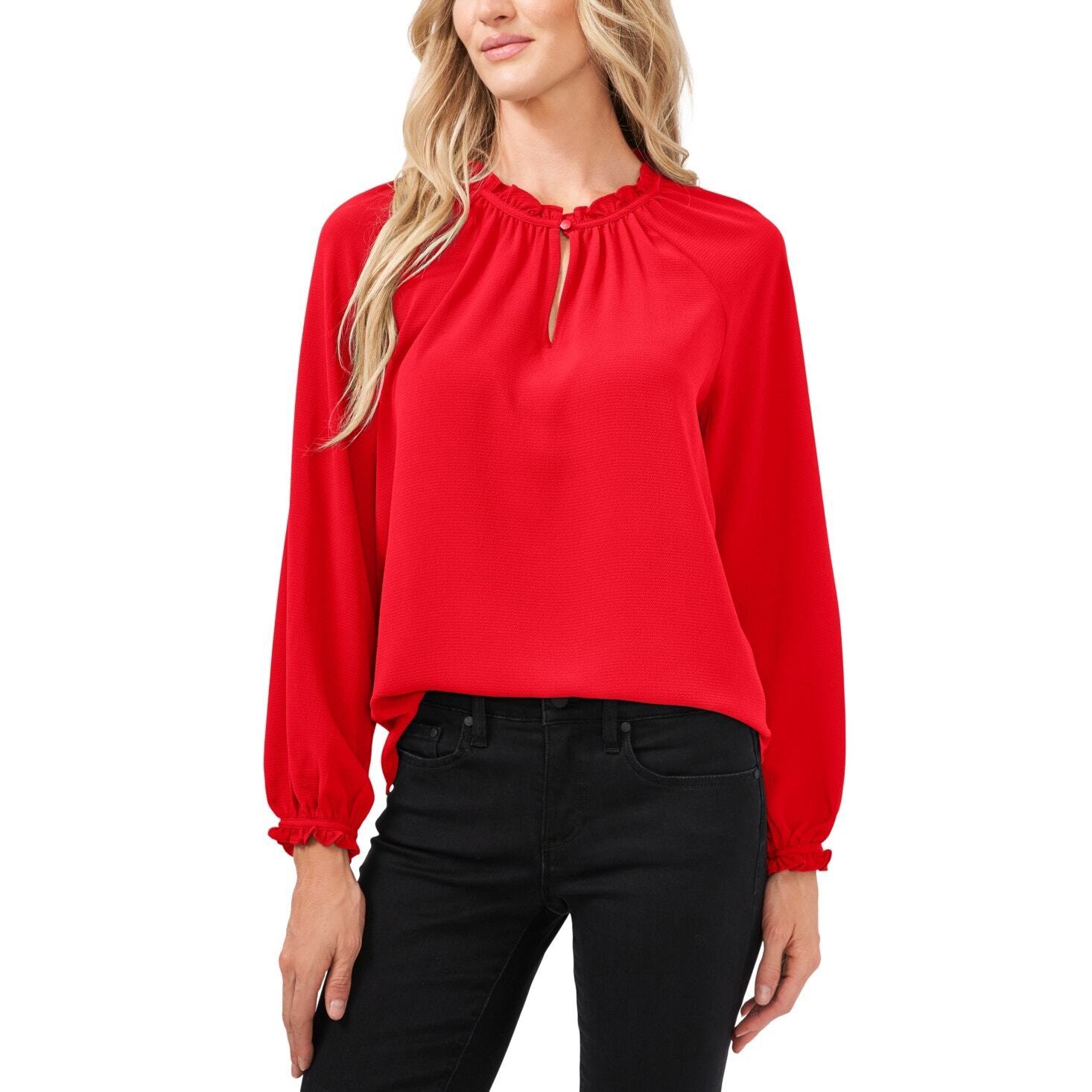 CeCe Women's Ruffled Long Sleeve Blouse - Size Small