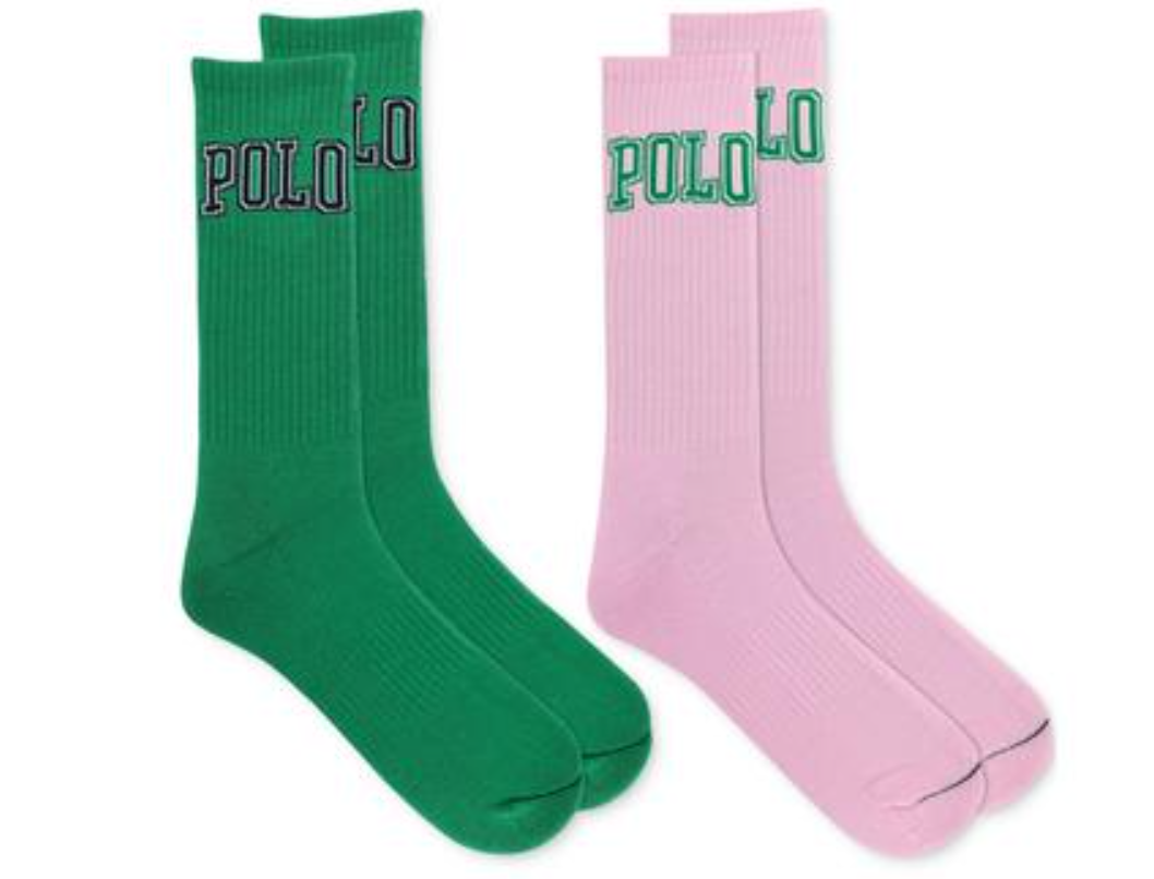 2-Pack Polo Ralph Lauren Men's Athletic Polo Logo Socks, Size 10-13