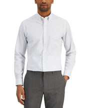 Club Room Men's Slim-Fit 4-Way Stretch Floral Dress Shirt, White - Medium