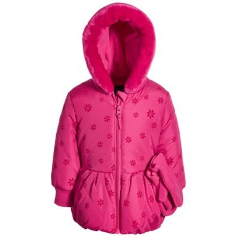 Rothschild & Co Baby Girls' Flocked Daisy Parka and Mittens - Size 18 Months