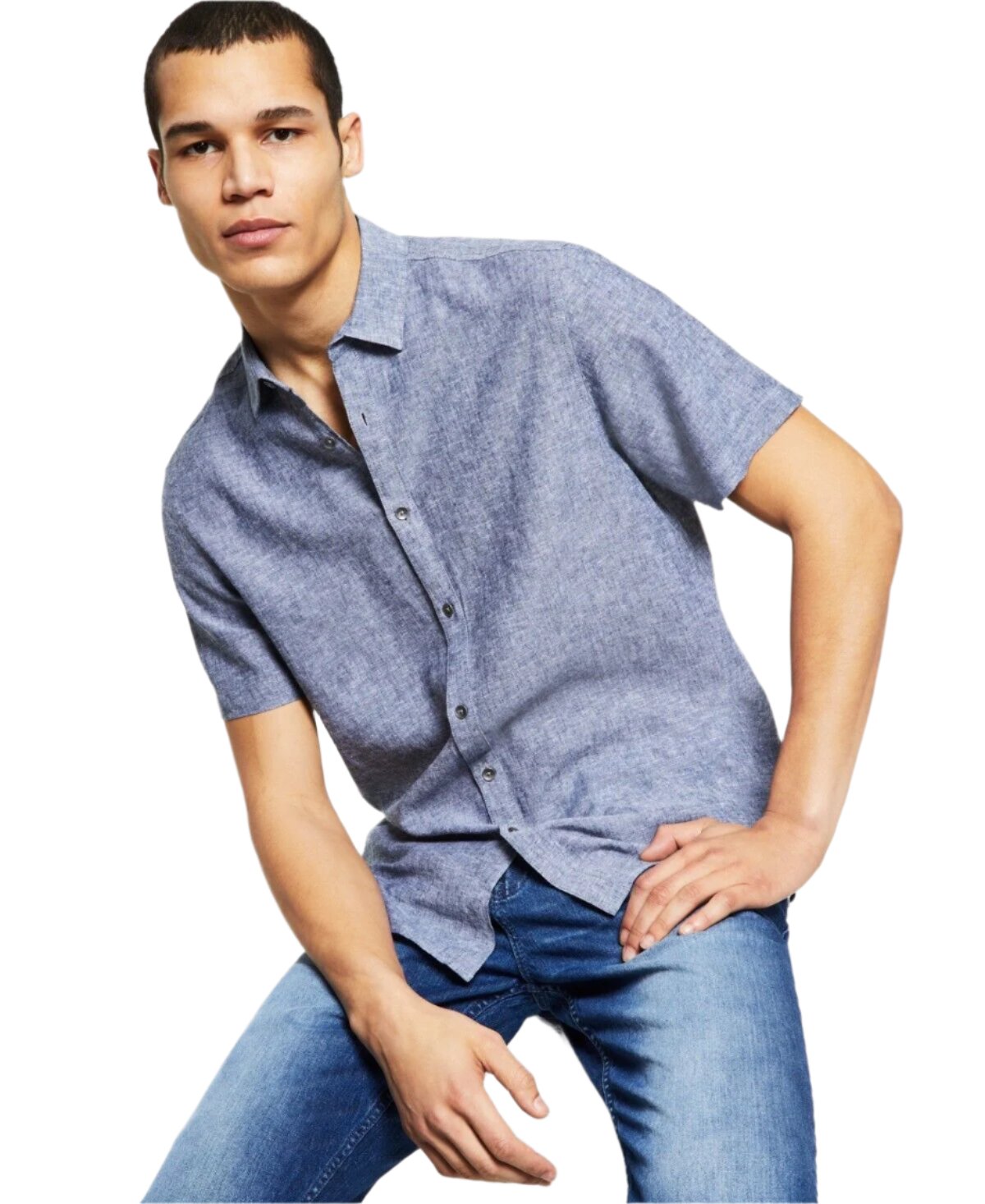 Club Room Men's Regular Fit Button-Down Shirt, Blue -  Small