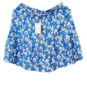 Skies Are Blue Floral Midi Skirt with Flirty Ruffle Hem and Elastic Waist - Medium