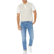 Calvin Klein Mens Colorblock Short Sleeve Polo Shirt, Beige - Medium