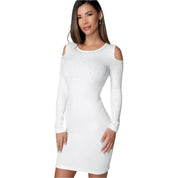 Bebe Women's Cold-Shoulder Crystal Sweater Party Dress - Size Medium