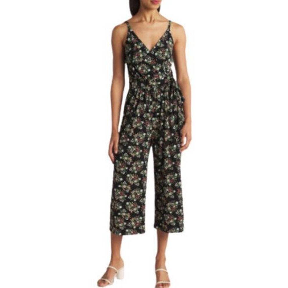 Kaileigh Women's Floral Romper Jumpsuit with Pockets and Adjustable Straps - Medium