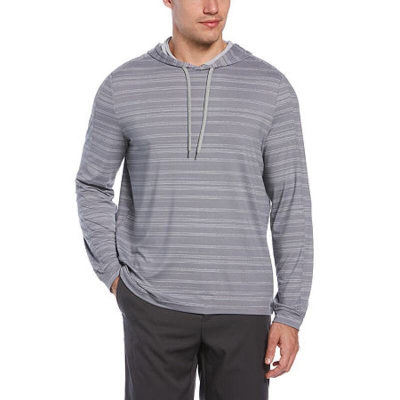 PGA Tour Men Stripe Performance Golf Hoodie Gray Small