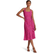 Ralph Lauren Women's Geo-Print Belted Crepe Midi Dress, Fuchsia