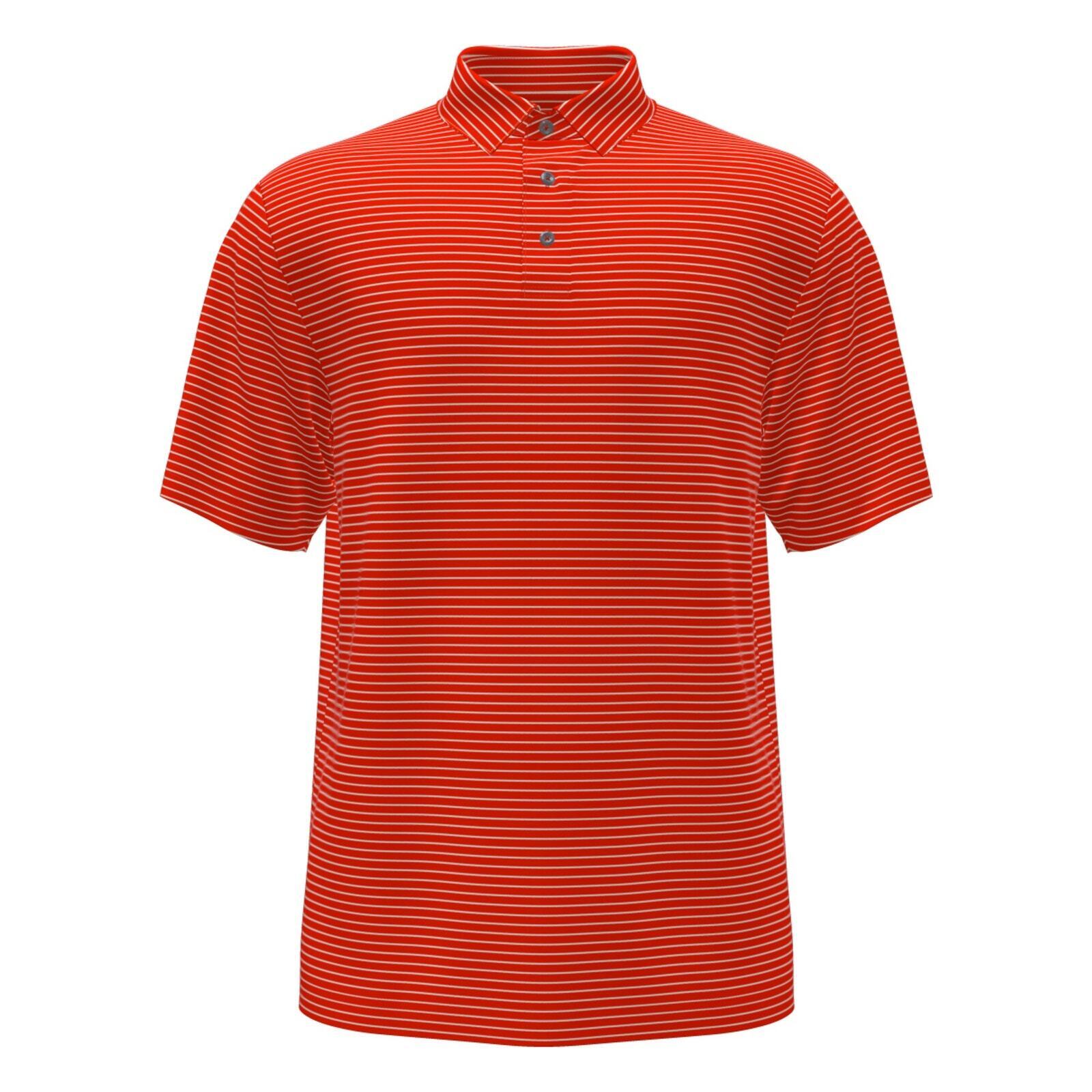 PGA Tour Men's Feeder Stripe Golf Polo Shirt Orange