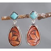 Retro Drop Earrings With Wooden Sunflower Detail