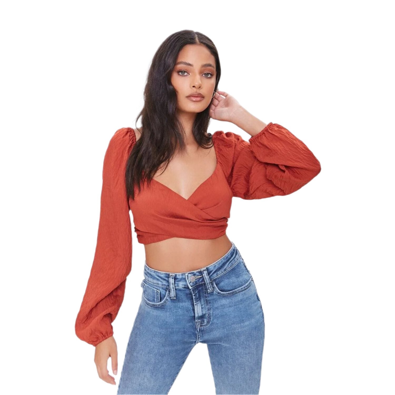 Forever 21 Women's Wrap Around Surplice Crop Top - Size Large