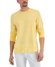 Club Room Men's Long Sleeve T-Shirt, Yellow - Small