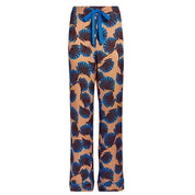 Diane Von Furstenberg Veronica Silk Wide-Leg Pants in Tobacco Fan Print - Size 4