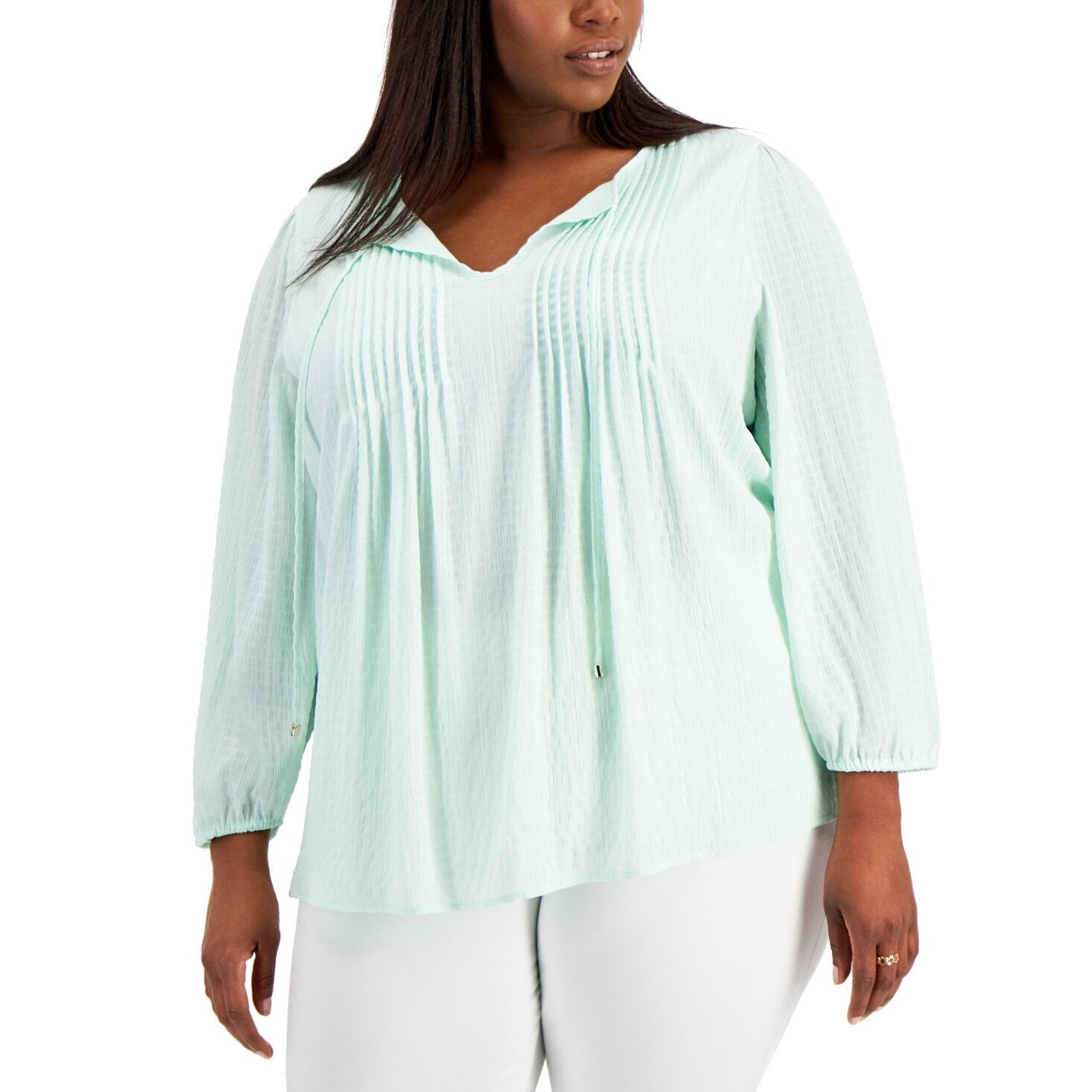 Tommy Hilfiger Plus Size Pintucked Top - Size 0X