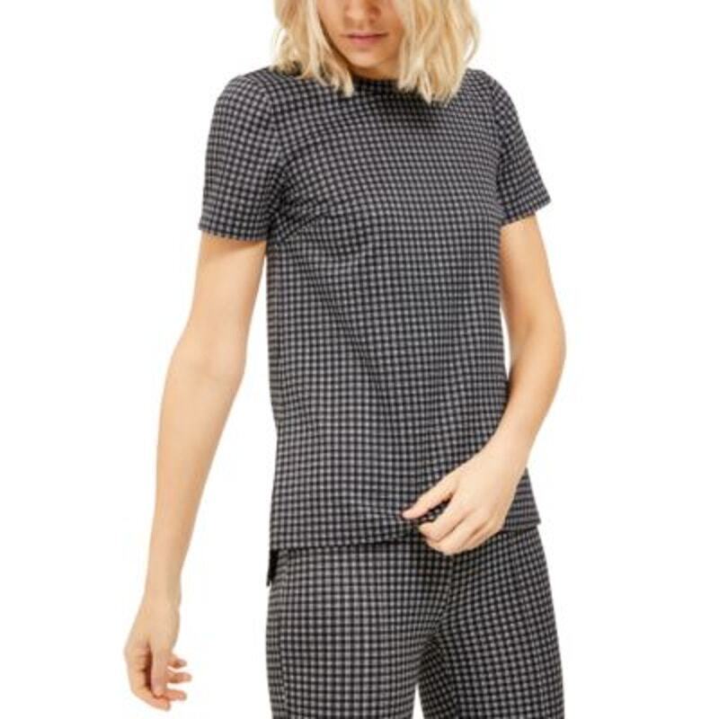 Michael Kors Women's Micro Check Short Sleeve Top - Size Large
