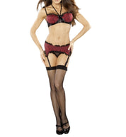 Fantasy Lingerie Bedroom Bordello Halter Bra and Mesh Panty Set | Medium