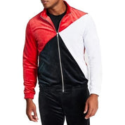 INC International Concepts Regular Fit Velour Track Jacket, Ruby Red - XS