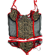 Fantasy Lingerie PurrrFect Bustier & Thong Animal Print Medium