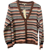 Les Serein Button Up Striped Stretchy Sweater - Size Medium