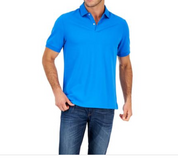 Club Room Men's Classic Fit Performance Stretch Polo Shirt, Blue - Medium