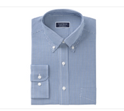 Club Room Men's Regular Fit Performance Mini Gingham Dress Shirt, Blue - Small