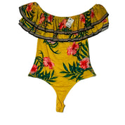 Akira Women's Off-The-Shoulder Tropical Bodysuit – Yellow, Large