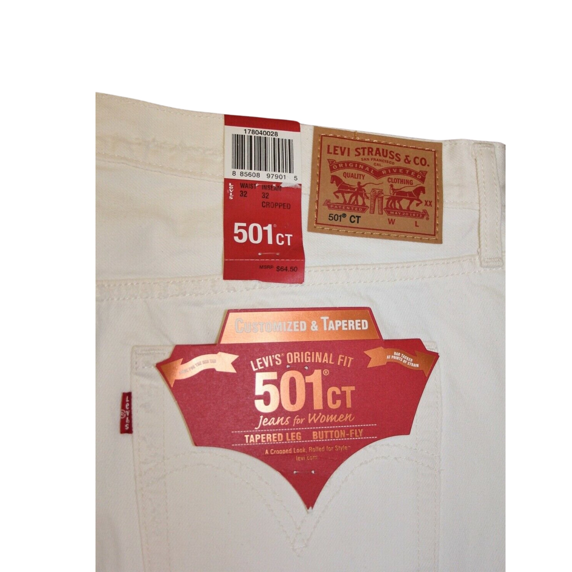 Levi's Strauss Cropped Rolled Women's Jeans – White, Size 32x32