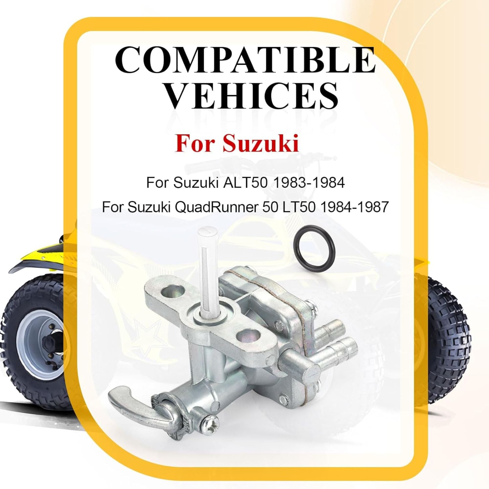 Fuel Valve Petcock for Suzuki ALT50 QuadRunner 50 LT50 (1983–1987) – Stainless Steel, Chrome