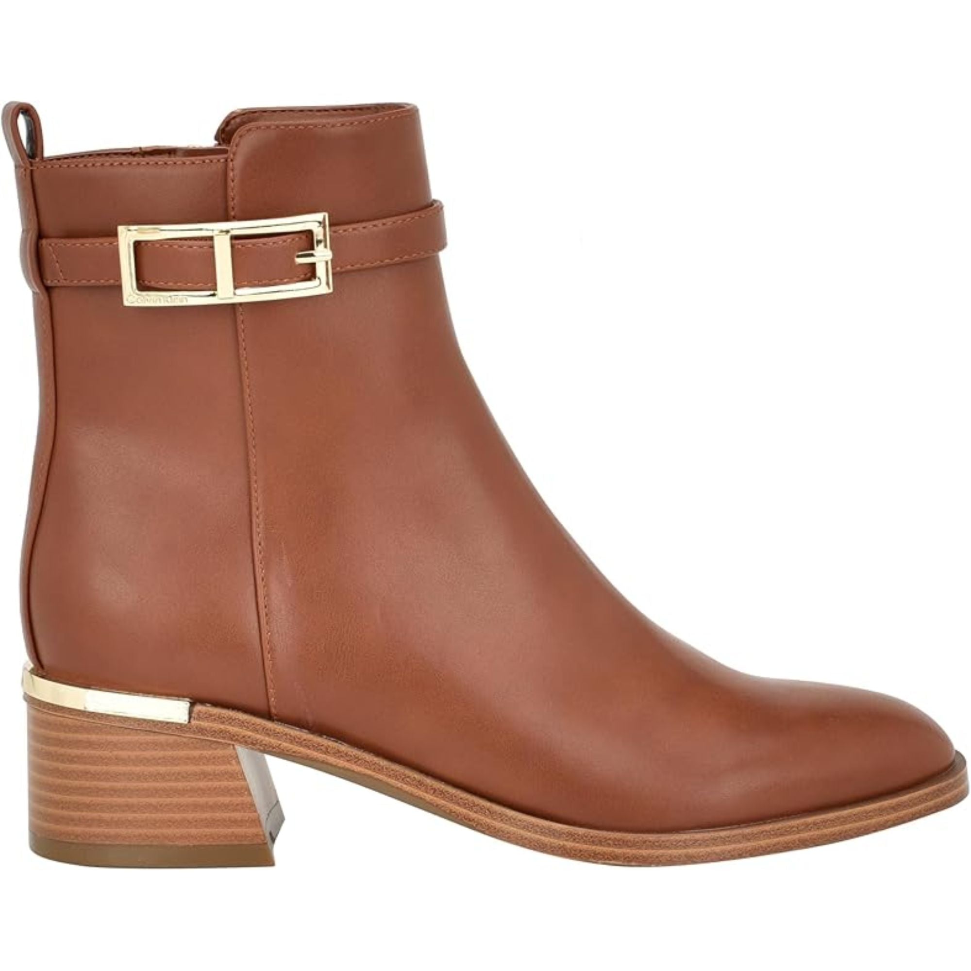 Calvin Klein Jallis 2 Women's Faux Leather Harness Ankle Boots – Brown, Size 8M