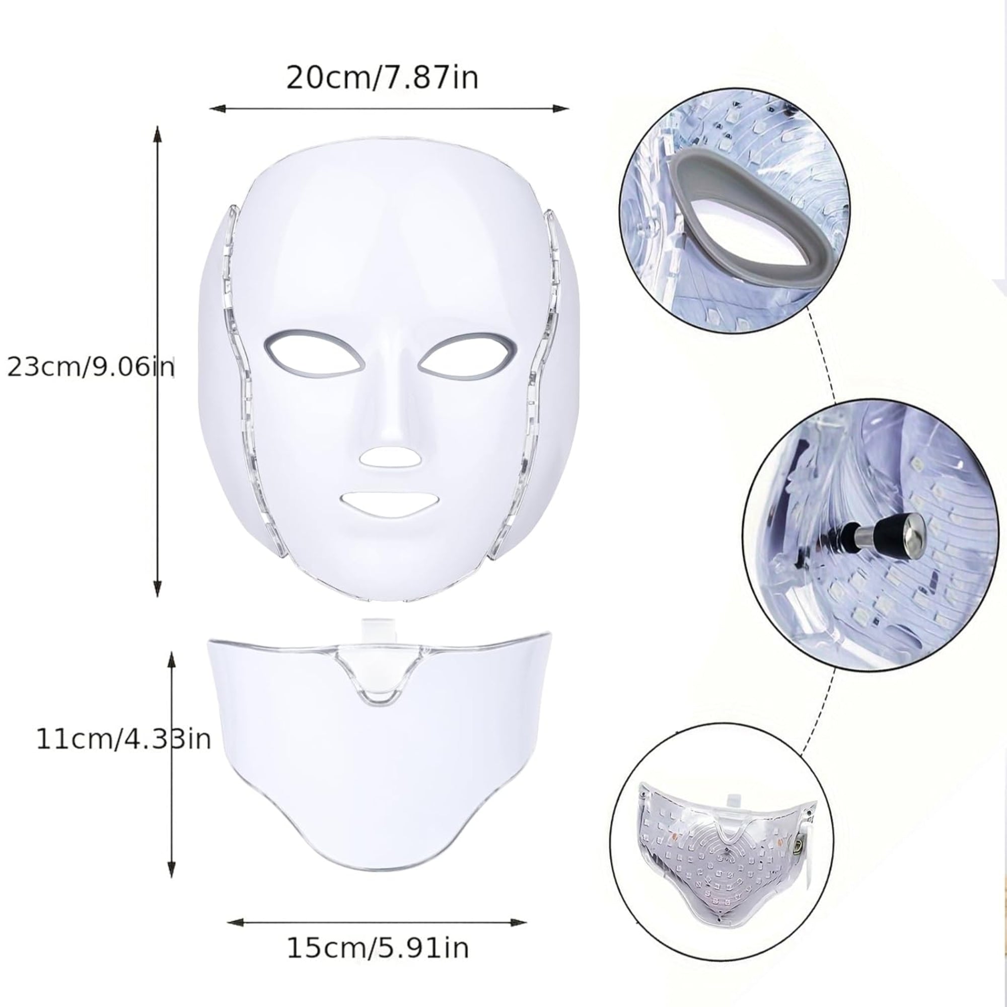 18FTRabbit 7-Color LED Face Mask Light Therapy – Model FM-01, Skin Care Mask for Face and Neck