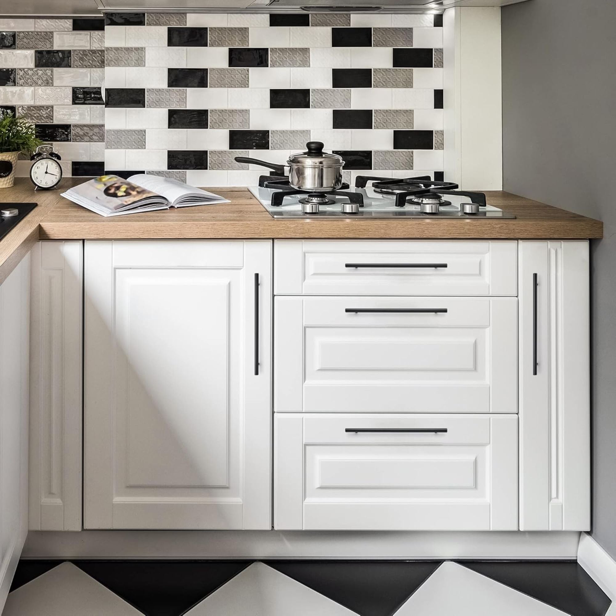 Ravinte 10 Inch Cabinet Handles – Matte Black Stainless Steel, 12.5" Length, 10" Hole Center, 20-Pack