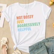 Women's Casual Sporty T-Shirt with Unique Letter Print - Medium